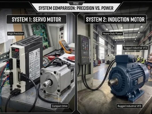 เปรียบเทียบระบบ Servo Motor กับ Induction Motor พร้อม Inverter